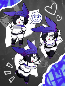 anthro beanie black_hair bottomwear breasts buckteeth clothing emoji female footwear gesture hair hand_gesture hat headgear headwear heart_symbol looking_at_viewer navel shoes shorts shortstack simple_background slightly_chubby smile socks solo teeth tired_eyes v_sign white_body kunesco rain_(kunesco) lagomorph leporid mammal rabbit 2025 absurd_res digital_media_(artwork) hi_res
