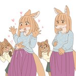 ambiguous_gender anthro bottomwear clothed clothing female group happy heart_symbol kemono midriff pleated_skirt simple_background skirt trio white_background young young_anthro ekaki510 kangaroo macropod mammal marsupial quokka red_kangaroo 1:1 mother_(lore) mother_and_child_(lore) parent_(lore) parent_and_child_(lore)