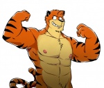 abs anthro biceps big_muscles flexing male muscular muscular_anthro muscular_male nipples nude solo stripes vasuki azaghal_(character) felid mammal pantherine tiger