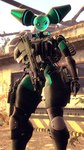 aircraft assault_rifle bulletproof_vest female green_body green_eyes gun helicopter kunai larger_female machine pose ranged_weapon rifle size_difference smile solo tactical_gear vehicle weapon ludexus bas-b_(ludexus) fan_character android humanoid robot robot_humanoid 3d_(artwork) 4k 9:16 absurd_res digital_media_(artwork) hi_res pinup source_filmmaker_(artwork)