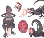 almost_fully_inside anthro anthro_pred barefoot duo feet female female_prey foot_fetish forced human_prey humanoid_feet oral_vore partially_inside plantigrade unwilling_prey vore felixjojoestar nintendo pokemon klara_(pokemon) generation_7_pokemon human mammal pokemon_(species) salazzle hi_res