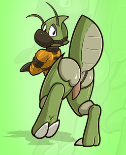 anthro anus biped butt butt_focus erection feet genitals looking_at_viewer male muzzle_(object) muzzled orange_straitjacket penis raised_tail restraints simple_background solo straitjacket tail toes stripedcrocodile nintendo pokemon edgar_munroe generation_1_pokemon pokemon_(species) scyther hi_res
