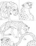 animal_genitalia anthro anthro_to_feral bestiality duo erection feral ftm_transformation gender_transformation genitals male paws penile_spines penis ripping roaring teasing transformation sabretoothed_ermine safari cheetah felid feline mammal 2013 comic monochrome