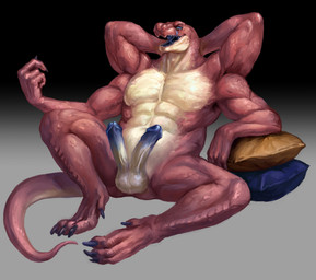 2_penises animal_genitalia animal_penis anthro balls erection genitals hemipenes humanoid_genitalia humanoid_penis limb male multi_genitalia multi_limb multi_penis muscular open_mouth penis solo tongue nhanduc crius reptile scalie snake hi_res