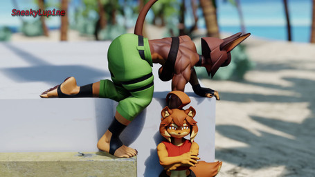 5_fingers 5_toes ahoge annoyed anthro back_muscles bandeau barefoot beach bouncing_breasts breasts brown_body brown_fur brown_hair cleavage clothed clothing crossed_arms curling_toes duo exercise feet female fingers footwear fur grunting hair heel_pad humanoid_feet humanoid_hands lifting_another muscular muscular_anthro muscular_female orange_body orange_fur pawpads plantigrade plantigrade_pawpads size_difference soles stirrup_footwear tail tail_motion tailwag toes topwear weightlifting workout sneakylupine captainflapcats_(rigger) lecheryamoreva_(va) valorlynz_(modeler) dog_knight_rpg maci_(ceehaz) rory_(ceehaz) canid canine canis dobermann domestic_dog mammal pinscher pomeranian spitz 16:9 2026 3d_(artwork) 3d_animation animated digital_media_(artwork) hi_res high_framerate short_playtime sound video voice_acted widescreen