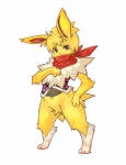 ambiguous_gender anthro anthrofied pokemorph red_eyes simple_background solo white_background kosian nintendo pokemon eeveelution generation_1_pokemon jolteon pokemon_(species) hi_res