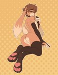 4_toes 5_fingers anthro arm_warmers armwear black_collar butt clothing collar feet femboy fingers legwear male pawpads paws solo stockings tail thigh_highs toes krayboost kray_(krayboost) lagomorph leporid mammal rabbit hi_res