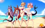 amber_eyes barefoot beach big_breasts bikini blonde_hair breasts cleavage clothed clothing cloud crossgender detailed_background eyewear feet female fire food fruit group hair horn huge_breasts long_hair looking_at_viewer melon navel one-piece_swimsuit outside pigtails pink_hair plant purple_hair red_eyes red_hair sand seaside short_hair skimpy sky small_breasts spiked_tail spikes spikes_(anatomy) sunglasses swimwear tail translucent translucent_clothing two-piece_swimsuit water watermelon young nefarian_(artist) blizzard_entertainment warcraft deathwing nefarian_(warcraft) onyxia_(warcraft) onyxien_(warcraft) elemental_creature fire_creature horned_humanoid humanoid 16:10 digital_media_(artwork) shaded widescreen