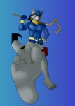 5_toes anthro bottomless clothed clothing feet foot_fetish foot_focus humanoid_feet leg_pouch male plantigrade soles solo toes icarozilla sly_cooper_(series) sony_corporation sony_interactive_entertainment sucker_punch_productions sly_cooper mammal procyonid raccoon absurd_res hi_res