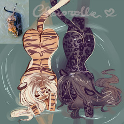 anthro big_butt black_body black_fur black_hair black_nose black_spots black_stripes blonde_hair butt curvy_figure duo female fur grey_hair grey_inner_ear hair hourglass_figure long_hair markings orange_body orange_fur partially_submerged photo_reference spots spotted_body spotted_fur striped_body striped_fur stripes swimming water white_body white_fur white_hair wide_hips kwrll felid leopard mammal pantherine tiger 1:1 2025 absurd_res hi_res