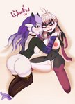 anthro breasts butt duo female female/female elawaxd nintendo pokemon gardevoir generation_3_pokemon lagomorph leporid mammal pokemon_(species) rabbit absurd_res hi_res