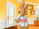 ageplay anthro baby clothed clothing female feral infantilism panties roleplay solo toddler underwear upskirt young wolfkali maple_town palm_town patty_(maple_town) lagomorph leporid mammal rabbit