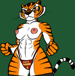 5_fingers abs anthro areola athletic athletic_anthro athletic_female big_areola big_breasts big_eyes biped black_clothing black_legwear black_nose black_pawpads black_stripes black_tail black_thigh_highs black_whiskers breasts clothed clothing collarbone countershade_arms countershade_fur countershade_legs countershade_neck countershade_torso countershading curvy_figure dark_markings dark_nose dark_pawpads dark_stripes directional_arrow erect_nipples facial_markings female fingers fist fur green_background head_markings humanoid_hands iris legwear light_areola light_body light_fur light_nipples long_whiskers looking_forward markings monotone_background mouth_closed multicolored_body multicolored_face multicolored_fur muzzle_(marking) nipples orange_body orange_ears orange_fur pawpads pink_areola pink_nipples pose print_clothing print_thong print_underwear puffy_areola pupils red_clothing red_eyes red_thong red_underwear serious simple_background solo standing striped_arms striped_body striped_fur striped_legs striped_markings striped_neck striped_tail stripes tail tail_markings text text_on_clothing text_on_thong text_on_underwear thick_thighs thigh_highs thong three-quarter_view topless topless_anthro topless_female two_tone_tail underwear whisker_spots whiskers white_body white_breasts white_countershading white_fur white_markings white_tail yellow_sclera yellow_text redout third-party_edit flaminhotcheatoes_(colorist) dreamworks kung_fu_panda master_tigress felid mammal pantherine tiger 2025 color_edit colored digital_drawing_(artwork) digital_media_(artwork) english_text portrait three-quarter_portrait