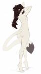 anthro backsack balls biped butt dipstick_tail femboy genitals hair long_hair male markings multicolored_tail nude simple_background solo standing tail tail_markings white_background suelix mercy_(suelix) felid mammal absurd_res digital_media_(artwork) hi_res