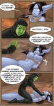 ackanime blizzard_entertainment blue_body bound breasts comic dialogue digital_media_(artwork) draenei duo english_text female green_body green_skin hi_res hooves horn humanoid humanoid_pointy_ears nipples nude orc red_eyes tentacles text warcraft