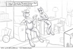 3:2 anthro canid canine comic controller duo english_text faf fafcomics female fox game_controller greyscale hetty_(faf) jimmy_(faf) male mammal monochrome slightly_chubby text