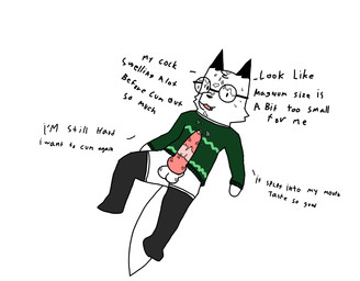 after_masturbation animal_genitalia animal_penis anthro balls big_balls big_penis bodily_fluids broken_condom canine_genitalia canine_penis clothing condom cum cum_on_chest cum_on_clothing cum_on_face cum_on_glasses cum_on_penis cum_on_sweater erection excessive_cum excessive_genital_fluids eyewear femboy genital_fluids genitals glasses huge_penis knot long_socks lying male nerd on_back penis sexual_barrier_device solo sweater text topwear vein veiny_balls veiny_knot veiny_penis foxfreeguy roddy_(foxfreeguy) canid canine fox mammal absurd_res english_text hi_res