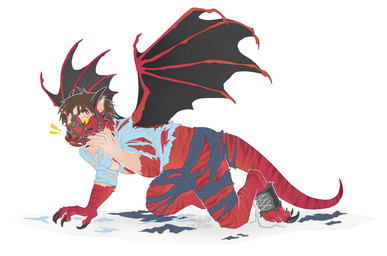 2_penises body_part_growth bottomwear brown_hair claw_growth claws clothing digitigrade erection feral finger_claws genitals growth hair horn human_to_feral kneeling male membrane_(anatomy) membranous_wings mid_transformation multi_genitalia multi_penis muzzle_(object) muzzled pants penis red_body red_scales scale_growth scales shirt shoe_burst short_hair simple_background snout snout_growth solo species_transformation tail thick_tail toe_claws topwear torn_bottomwear torn_clothing torn_pants torn_shirt torn_shoes torn_topwear transformation white_background wing_growth wings yellow_eyes lucieniibi mythology dragon human mammal mythological_creature mythological_scalie scalie hi_res watermark
