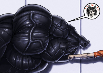 anthro biceps big_muscles black_body black_fur black_hair bone clothed clothing comparing duo faceless_character faceless_male female fingers fist fur hair happy heart_symbol huge_muscles hyper hyper_muscles inside interspecies_romance larger_female love male muscle_size_difference muscular muscular_anthro muscular_arms muscular_female open_mouth shirt size_difference skull skull_head smaller_male smile standing teeth topwear vascular vein veiny_arms veiny_muscles df43_(artist) rompinpomps scp_foundation scp-1471-a animal_humanoid canid canine human humanoid malo mammal monster monstrous_humanoid 2024 digital_media_(artwork) hi_res meme
