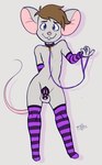 anthro chastity_cage chastity_device clothed clothing collar crossdressing femboy leash leashed_collar looking_at_viewer male solo f0xb0y01 ansel mammal mouse murid murine rodent hi_res