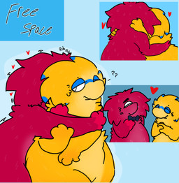 1_eye age_difference anthro bow_tie duo elderly female husband_and_wife kissing male male/female married_couple multicolored_body needy older_female older_male nakeilyar fan_character