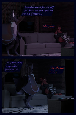 anthro arm_warmers armwear blue_eyes bottomwear clothing dialogue electronics female fur furniture leg_warmers legwear male purple_body purple_fur red_body red_fur robe sad shirt shorts sofa television text topwear flailingfornication bat mammal origin_species 2:3 3d_(artwork) absurd_res comic digital_media_(artwork) english_text hi_res mother_(lore) parent_(lore) son_(lore)