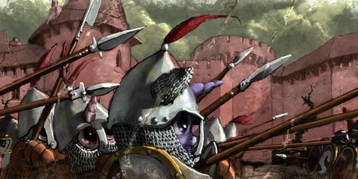 armor battle castle chainmail female feral group headgear helmet horn knight melee_weapon outside polearm shield spear warrior weapon lordgood friendship_is_magic hasbro my_little_pony mythology equid equine horse mammal mythological_creature mythological_equine pony unicorn 2014 2:1 hi_res