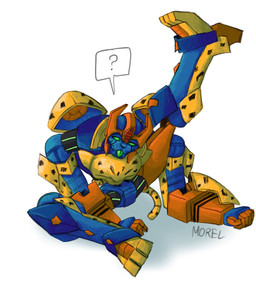anthro armor confusion green_eyes headgear helmet horn horned_helmet licking machine male markings raised_leg self_lick sitting solo spots spotted_body tongue tongue_out marcthemarcel hasbro takara_tomy transformers transformers:cyberverse cheetor cheetah cybertronian felid feline mammal robot hi_res