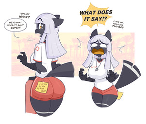 anthro bangs big_butt black_body bodily_fluids bottomwear breasts butt clothing dialogue feathers female hair post-it_note rear_view scuted_arms scutes shirt shorts solo t-shirt tail tail_feathers tears text topwear whistle_(object) white_eyes white_hair kilinah ra_(kilinah) avian bird 2023 english_text hi_res