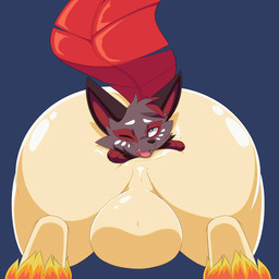 ambiguous_gender ambiguous_prey anal anal_head_gulp anal_vore anthro anus balls big_butt bouncing_balls butt clenching duo feet_first feral genitals glistening glistening_body male male/ambiguous male_pred simple_background surprised tail vore nikkibunn nintendo pokemon fan_character silverleaf eeveelution generation_4_pokemon generation_5_pokemon leafeon pokemon_(species) zorua 1:1 animated