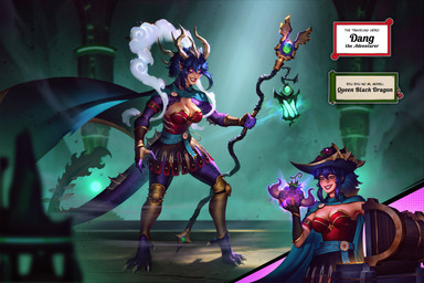 4_toes arm_fin armband bangs belt belt_buckle blue_hair bottomwear breasts brown_bottomwear brown_clothing brown_skirt buckle cape chain claws clothing coin devil_fruit dialogue_box dragon_ears dragon_horn dragon_tail evil_grin feet female fin fingerless_gloves food fruit gladiator glistening glistening_lips gloves glowing_hat gold_(metal) gold_chain gold_coin gold_trim green_belt green_cape green_clothing grin hagoromo hair hair_between_eyes handwear hanging_lantern hat headgear headwear high_ponytail holding_food holding_fruit holding_object holding_staff horn leotard lips long_bangs medium_breasts medium_hair monster_girl_(genre) orange_eyes plant pointy_ears ponytail pupils purple_background purple_body purple_scales red_armband red_clothing red_leotard scales shawl simple_background skirt slit_pupils smile solo staff text toes treasure_chest warrior johnny_azad jagex mythology old_school_runescape one_piece runescape dang dragon human mammal mythological_creature mythological_scalie scalie absurd_res character_name english_text full-length_portrait hi_res portrait