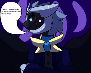 alternate_color anthro anthrofied blush clothing frown looking_away male pokemorph solo text wings young young_male featherystorm nintendo pokemon fan_character altered_forme_giratina generation_4_pokemon giratina legendary_pokemon pokemon_(species) 5:4 english_text source_request