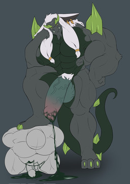 abs anthro barazoku big_muscles bodily_fluids corruption cum duo fangs genital_fluids hair horn jewelry leaking long_hair male male/male muscular muscular_anthro muscular_male nipples pubes tail teeth unusual_bodily_fluids unusual_cum unusual_genital_fluids unrealrui mythology nintendo tears_of_the_kingdom the_legend_of_zelda rauru_(tears_of_the_kingdom) dragon hybrid mythological_creature mythological_scalie scalie zonai hi_res