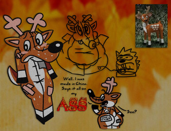 anthro antlers band-aid bandage black_hooves blush butt duo hooves horn inflatable inflating inflation made_in_china male screencap simple_background text snipetg1 deer_mike harry_(deer_mike) mike_(deer_mike) animate_inanimate deer living_inflatable mammal porcupine rodent 2026 english_description english_text hi_res