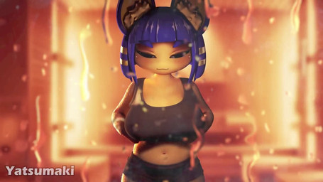 anthro areola areola_slip big_breasts black_bottomwear black_clothing black_shirt black_shorts black_tank_top black_topwear blue_hair bottomwear bouncing_breasts breast_drop breast_squish breasts clothed clothing clothing_lift eyebrows female female_anthro fur hair holding_breast looking_at_viewer mature_anthro mature_female narrowed_eyes navel pasties pose shirt shirt_lift short_hair shorts skindentation smile solo squish standing tank_top teasing teasing_viewer text topwear undressing yellow_body yellow_fur yatsumaki zy0n7_(modeler) animal_crossing nintendo ankha_(animal_crossing) domestic_cat felid feline felis mammal 16:9 2025 3d_(artwork) 3d_animation animated artist_name digital_media_(artwork) no_sound short_playtime signature webm widescreen