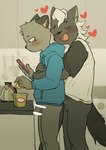 anthro anthro_on_anthro balls black_body black_fur blue_clothing blue_hoodie blue_topwear bottomless bottomless_male clothed clothing duo ear_piercing electronics fur genitals grey_body grey_fur heart_symbol holding_object holding_phone hoodie hug hugging_another hugging_from_behind interspecies kemono male male/male open_mouth open_smile penis phone piercing shirt smile tail topwear white_clothing white_shirt white_topwear milkytiger1145 odd_taxi hajime_tanaka_(odd_taxi) shun_imai_(odd_taxi) cougar felid feline mammal mephitid skunk 2021 absurd_res hi_res