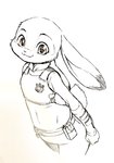 anthro clothed clothing female fully_clothed fur police police_uniform simple_background smile solo uniform white_background dogear218 disney zootopia judy_hopps lagomorph leporid mammal rabbit monochrome