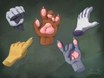 ambiguous_gender anthro brown_body brown_fur claws disembodied_hand fur grey_body grey_fur pawpads paws purple_body purple_fur study white_body white_fur yellow_body yellow_fur lorcat ambiguous_species 4:3 absurd_res hi_res