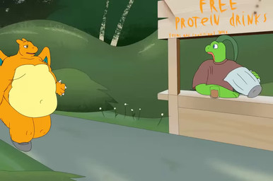 anthro belly belly_expansion big_belly blue_eyes blush booth clothing drinking duo expansion fainted flexing flexing_bicep footwear footwear_only glass green_body hands_on_knees hands_on_legs jogging looking_at_another male mostly_nude narrowed_eyes navel nude obese obese_anthro obese_male open_mouth orange_body outside overweight overweight_anthro overweight_male rumbling_stomach shoes shoes_only smile sound_effects squint weight_gain wings yellow_eyes fattydragonite nintendo pokemon charizard generation_1_pokemon generation_3_pokemon grovyle pokemon_(species) 2017 2d_animation animated frame_by_frame long_playtime sound webm