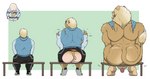 anthro balls bench big_butt body_size_growth bottomwear butt butt_expansion clothing damaged_clothing erection expansion genitals growth hands_in_lap hoodie male muscle_growth muscular rear_view sitting size_transformation solo tail tail_growth tail_growth_in_pants tight_clothing tongue tongue_out topwear torn_bottomwear torn_clothing track_pants transformation 1ceberg felid human humanoid lion mammal pantherine absurd_res hi_res