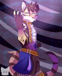 anthro clothed clothing countershading fur hair looking_at_viewer male simple_background solo spots tattoo josendall_art nekojishi studio_klondike likulau clouded_leopard felid mammal pantherine 2020 absurd_res digital_drawing_(artwork) digital_media_(artwork) hi_res signature