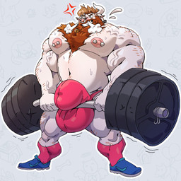 anthro balls_outline barbell beard big_bulge biped body_hair brown_hair bulge chain chain_jewelry chain_necklace chest_hair clothing deadlift detailed_bulge exercise facial_hair facial_piercing footwear genital_outline hair hairy horn huge_bulge hyper hyper_bulge jewelry legwear lock male mostly_nude muscular muscular_anthro muscular_male navel necklace nipple_piercing nipples nose_piercing nose_ring pecs penis_outline piercing ring_piercing shoes socks solo weightlifting workout taoren bovid bovine cattle mammal 1:1 2018