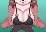 absurd_res anthro bean bikini bikini_top blep breasts canid canine cecily_(cecily_lin) clothed clothing commandg female fox fur hair hi_res mammal pawpads simple_background solo swimwear tongue tongue_out