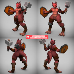 4_horns abs anthro breasts clitoris female genitals hammer horn maul medium_breasts multi_horn multiple_angles muscular muscular_anthro muscular_female nipples non-mammal_breasts nude red_nipples shield solo tools vulva bambookat kobold scalie 1:1 3d_(artwork) absurd_res digital_media_(artwork) hi_res