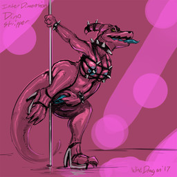 anthro biped breasts clothing female fingering fingering_self footwear genitals high_heels masturbation non-mammal_breasts pole shoes solo stripper tongue tongue_out vaginal vaginal_fingering vaginal_masturbation vulva winddragon adult_swim cartoon_network rick_and_morty interstellar_demon_stripper demon lizard reptile scalie 1:1 hi_res
