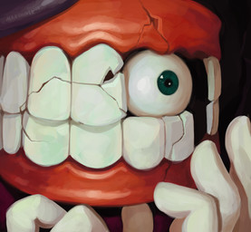 broken_teeth eyeball male mask simple_background solo teeth marsminer broken_mask_redraw glitch_productions the_amazing_digital_circus caine_(tadc) humanoid headshot_portrait hi_res portrait redraw signature