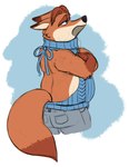 2017 anthro back-tie_clothing back-tie_sweater back-tie_topwear backless_clothing backless_topwear bare_back baron_puddin_paws bottomwear canid canine clothing disney fox gideon_grey hi_res male mammal meme meme_clothing open-back_clothing open-back_sweater open-back_topwear overweight overweight_male pants red_fox simple_background solo sweater tied_clothing tied_sweater tied_topwear topwear true_fox virgin_killer_sweater zootopia