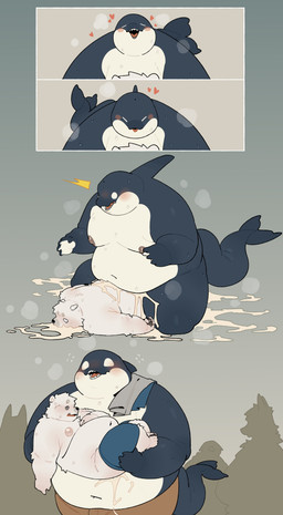 after_sex anal anal_penetration anthro belly big_belly big_tail black_body black_fin black_nose black_skin blowhole blue_bottomwear blue_clothing blue_pants blush bodily_fluids bottomwear brown_bottomwear brown_clothing brown_nipples brown_pants butt carrying_another clothed clothing cum cum_everywhere cum_in_mouth cum_inside cum_on_back cum_on_face deep_navel dripping duo emanata excessive_cum excessive_genital_fluids fin fingers fish_tail fur genital_fluids genitals glistening glistening_nipples grey_clothing grey_paws grey_shirt grey_topwear heart_symbol huge_belly huge_thighs larger_male long_tail lying male male/male male_penetrated male_penetrating male_penetrating_male messy multicolored_body multicolored_skin navel nervous nervous_sweat nipples nude obese obese_anthro obese_male obscured_penetration on_front on_top open_mouth overweight overweight_anthro overweight_male pants pawpads penetration penile sex shirt shocked simple_background simple_eyes size_difference smaller_male snout spiral spiral_eyes sweat sweatdrop sweaty_belly sweaty_body sweaty_face sweaty_legs sweaty_thighs tail tan_nipples thick_thighs three_frame_image topless topwear two_tone_body two_tone_skin unconscious vowelless white_body white_eyes white_fur worried quanjiang aquatic bear cetacean dolphin mammal oceanic_dolphin orca polar_bear scalie toothed_whale ursine 2025 absurd_res colored comic digital_drawing_(artwork) digital_media_(artwork) flat_colors hi_res
