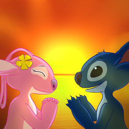 4_fingers antennae_(anatomy) black_eyes blue_body blue_claws blue_fur blue_nose canon_couple claws duo eyes_closed fingers flower fur hands_together head_tuft hibiscus interlocked_fingers open_mouth open_smile pink_body plant purple_nose sea side_view smile sunset tropical tuft water solarfoofy disney lilo_and_stitch angel_(lilo_and_stitch) stitch_(lilo_and_stitch) alien experiment_(lilo_and_stitch) 1:1 2016 hi_res