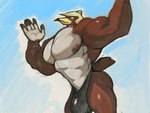 5_fingers abs anthro areola armor big_biceps big_bulge big_muscles big_pecs bottomwear bulge clothed clothing feathers fingers glistening glistening_body glistening_feathers headgear helmet huge_bulge hyper hyper_bulge male muscular muscular_anthro muscular_male muscular_thighs nipples non-mammal_nipples pecs pink_areola pink_nipples pose simple_background skimpy solo speedo standing swimwear thick_thighs thong thong_only topless underwear underwear_only jojobiz jojo's_bizarre_adventure pet_shop_(jjba) avian bird falcon falconid 2021 4:3 digital_drawing_(artwork) digital_media_(artwork) shaded